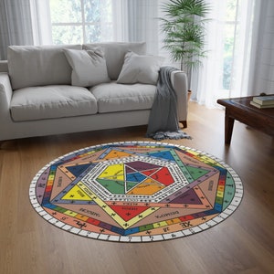 Sigillum Dei Enochian God Hermetic Round Rug #MagickalHouseHoldItems #MagickalRugs #Temple Designs