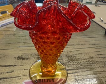 Vase Fenton Amberina Hobnail