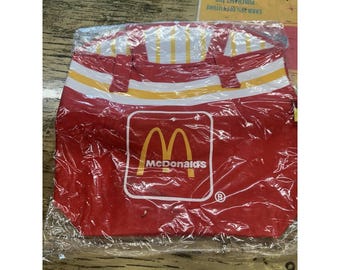 McDonald's French Fry Red Canvas Tote Bag Striped Vinyl Lining Vintage