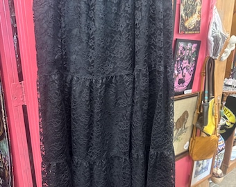 Vintage 80s Lacy After Noon Black Lace Skirt