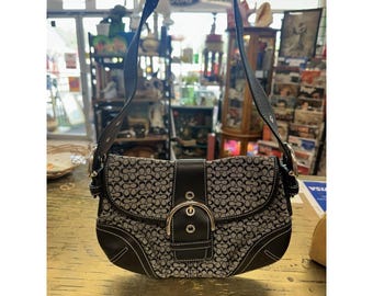 Vintage Y2K Coach Monogram Signature Shoulder Hobo Leather Bag