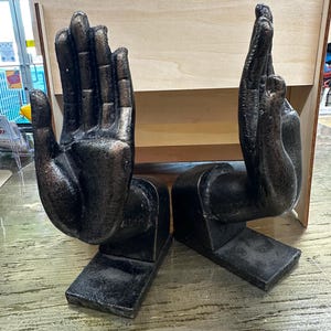 Pair of  Hands Bookends  Cast Iron Sculpture Figurine