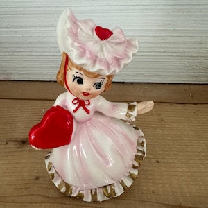 Fille coeur Saint-Valentin vintage Lefton 1435