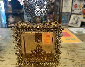 Vintage Art Deco Gilt Ormolu Gold Perfume Bottle