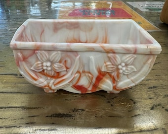 Vintage Orange Achat Slag Swirl Schlacke Glas Pflanzer: Cottagecore Blumen Dekor