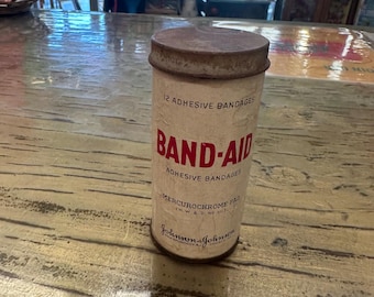 Lata redonda de tiritas Johnson & Johnson vintage y RARA con tiritas