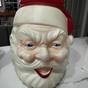 Vintage HTF Plastic Santa Cookie Jar
