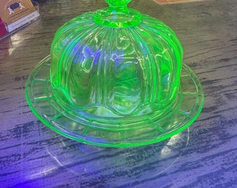 Vintage Uranium Butter Dish