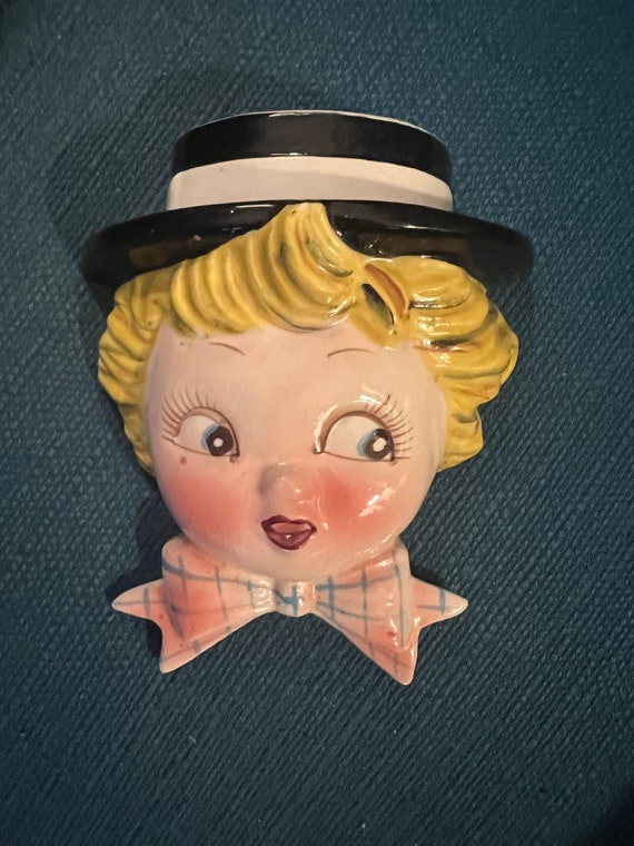 Vintage Lefton Mr Cutie Pie Wall Pocket Etsy