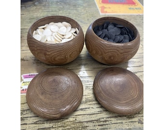 Juego de piezas de piedra Go japonesas antiguas