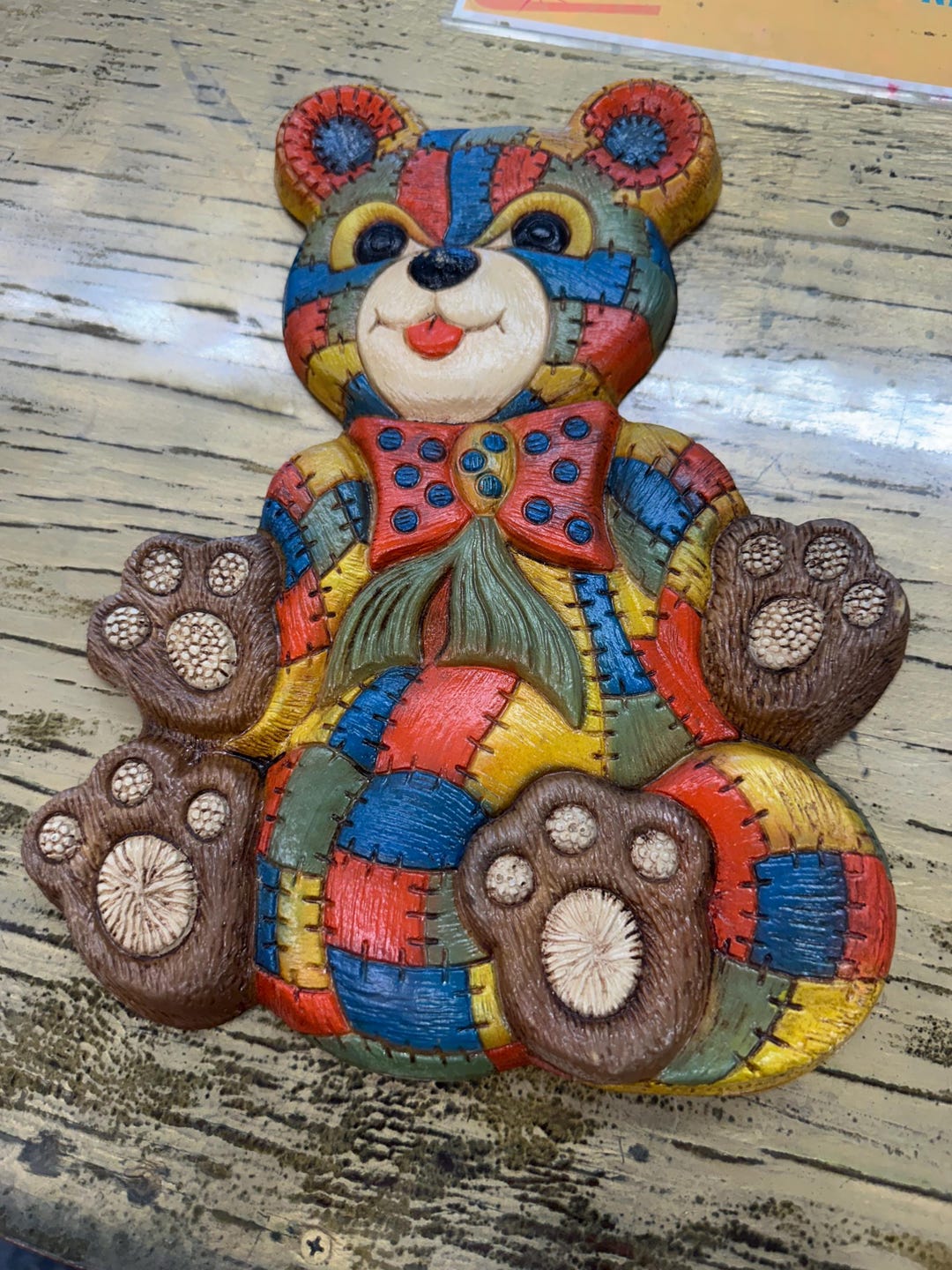 Vintage 1979 Foam Craft Patchwork Bear Wall Hanging - Etsy