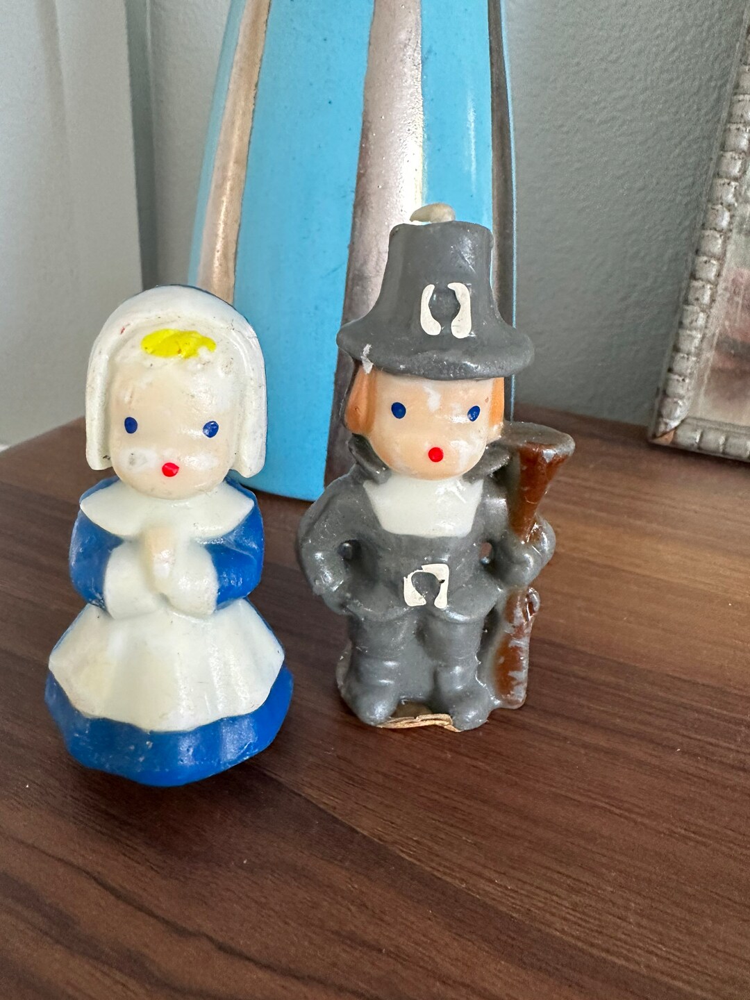 Vintage Gurley Pilgrim Couple Candles Etsy