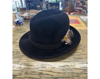 Selentino Henry The Hatter メンズ ブラック ファー フェルト 快適フェドラハット サイズ 7 1/2