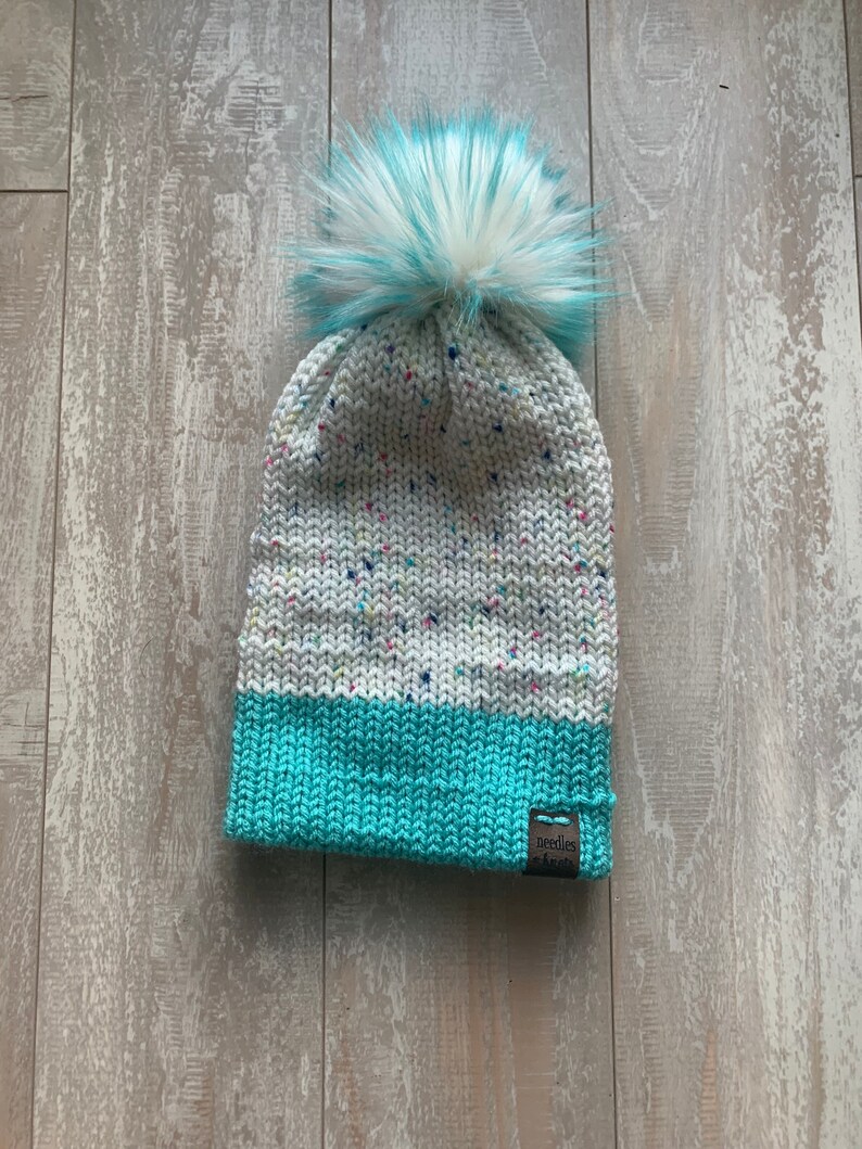 Knit Slouch Beanie Pink Sprinkle Cupcake Hat Blue Confetti Multicolor Purple