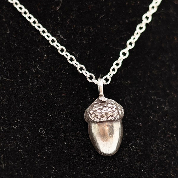 Handmade .999 Fine Silver PMC Acorn Necklace