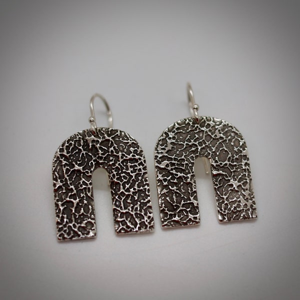 Fine Silver .999 PMC Neutral Arch Drop Dangle Handmade Earrings