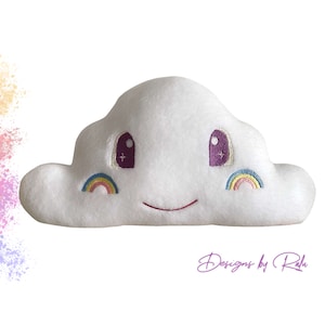 ITH in the hoop Cloud machine embroidery design pattern stuffie plushie,in the hoop toy pattern, rainbow embroidery quick easy plush toy diy