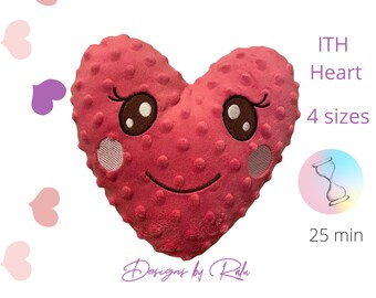 ITH Heart Valentine's stuffie  machine embroidery design, design pattern,plushie,love gift, quick, in the hoop toy pattern