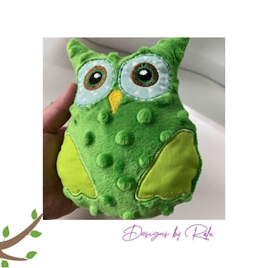 ITH in the hoop Owl stuffie,  machine embroidery design pattern,plushie, owl doll pattern, in the hoop toy pattern, 3 sizes