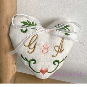 ITH In The Hoop Wedding Ring Pillow Embroidery Machine Design 5X7 digital download - Bride Groom Ring Pillow Single hooping