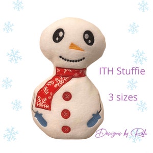 ITH Snowman stuffie  machine embroidery design,Snowman design pattern,Christmas stuffie,Xmas gift, quick and easy winter project,toy pattern