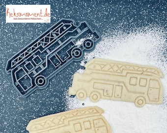 Fire engine turntable ladder cookie cutter / cookie stamp