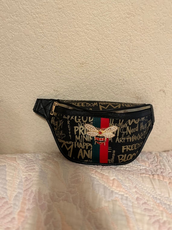 Stylish Graffiti Queen Bee Fanny Pack Striped Bee Fanny Pack Graffiti Fanny Pack Etsy