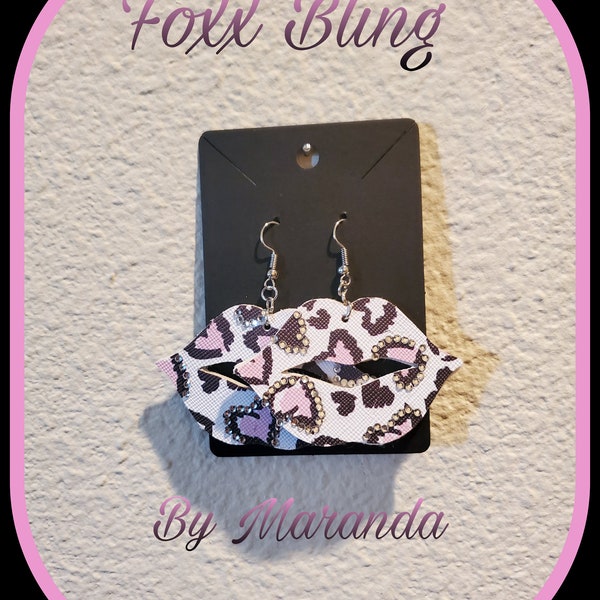 Kiss Foxx bling punk style, gogo style, rock style animal print earrings cheetah, leopard, cow