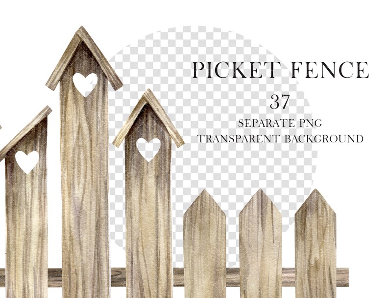 Picket Fence Watercolor Clipart.Wood Board Fence Flowers | Etsy