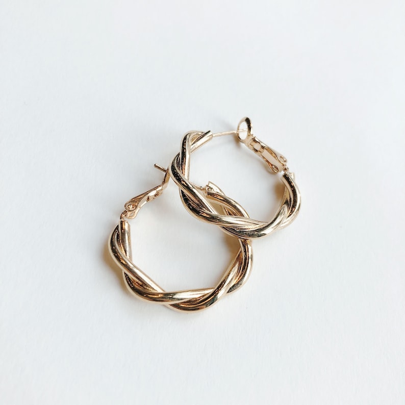 Girl Crush Hoop Gold Earrings Twiddled Metal Earring Unique Etsy