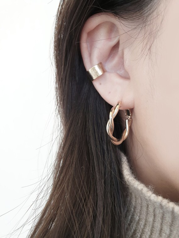 Girl Crush Hoop Gold Earrings Twiddled Metal Earring Unique Etsy