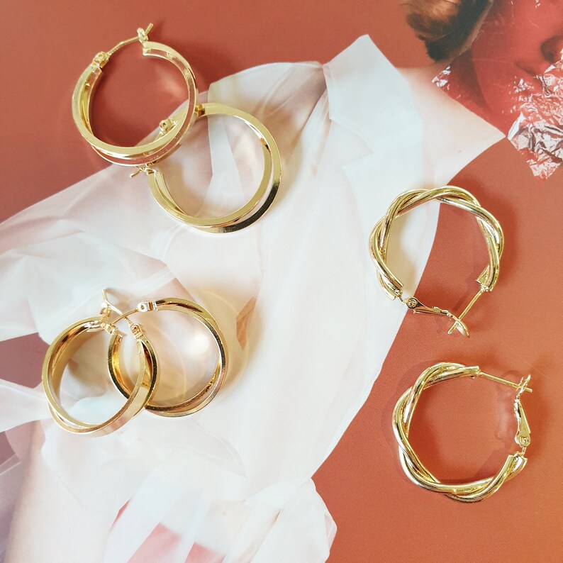 Girl Crush Hoop Gold Earrings Twiddled Metal Earring Unique Etsy