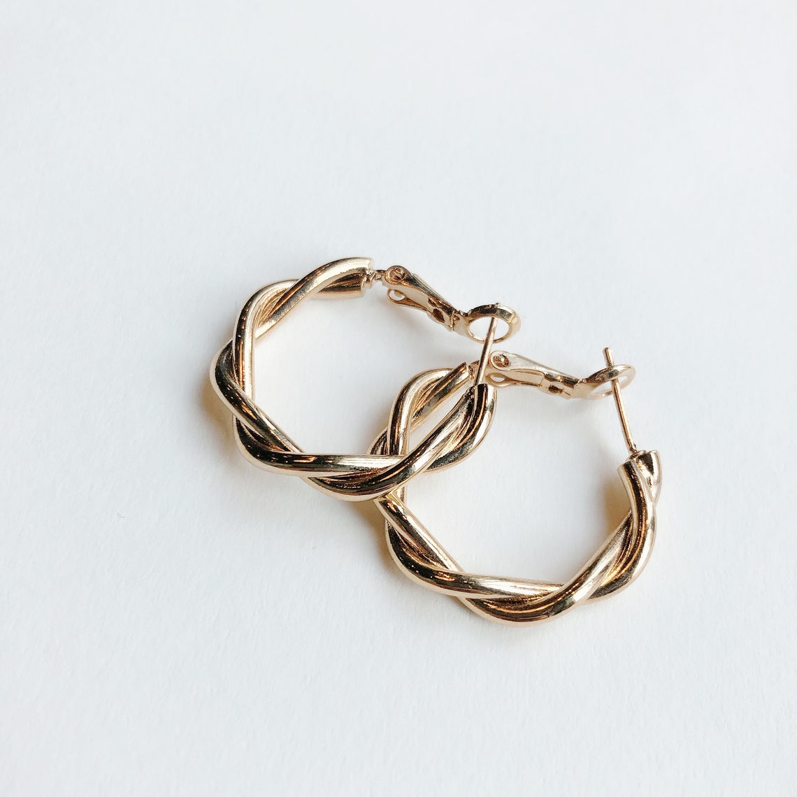 Girl Crush Hoop Gold Earrings Twiddled Metal Earring Unique Etsy