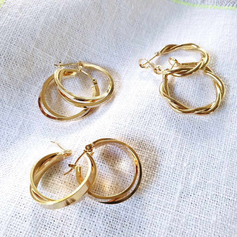 Girl Crush Hoop Gold Earrings Twiddled Metal Earring Unique Etsy