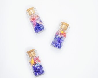 Handmade Miniature Origami Cranes in Glass Jar: Sunset Colors, Japanese Origami Paper