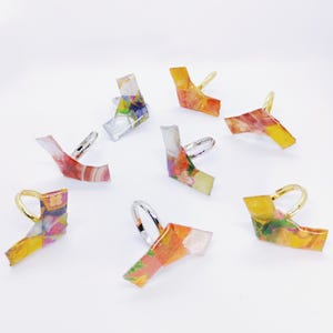 Handgemachter Origami Chiyomusubi Knoten Japanischer Origami UV-Harz Wasserdicht Einstellbar Ring Größe L1 / 2𓊆PolyCrane𓊇