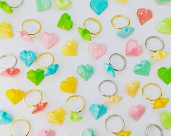 Handmade Japanese Origami Heart Waterproof Adjustable Ring Size UK L1/2𓊆PolyCrane𓊇