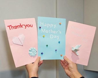 Handmade Origami Greeting Card–Japanese Cranes and Traditional Origami Mother's Day/Thank You /Happy Birthday/Minimalist Card 𓊆PolyCrane𓊇