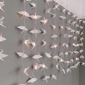Catena di luci bianche a forma di gru origami giapponese fatta a mano, 160 LED - Bianco caldo (4 x 1 m) 𓊆PolyCrane𓊇