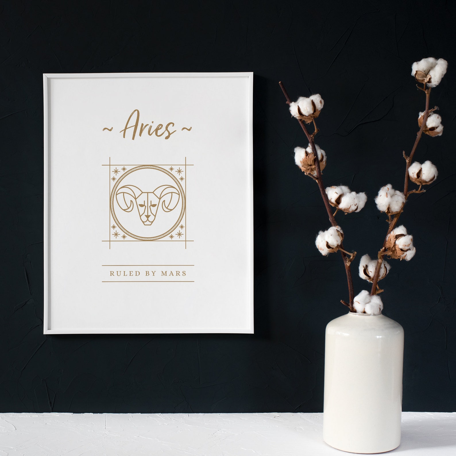 Aries Zodiac Sign Wall Art, Star Sign Print, Astrology Art Print