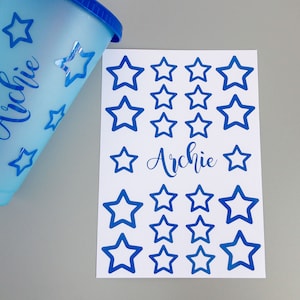 adesivi in vinile per tazze fredde con stelle, decalcomania personalizzata per bicchiere da caffè freddo