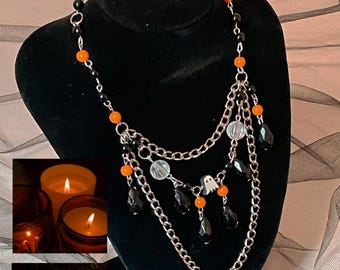 Halloween inspired necklace, orange & black