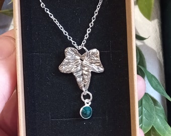 Sylvan Grove Collection | Handmade Silver Emerald Ivy Leaf Pendant Necklace