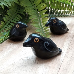 Pocket Familiar Cute Corvid Mini Crow Raven Pictish Clay Figurine Totem