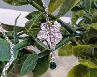 Sylvan Grove Collection | Handmade Silver Emerald Ivy Leaf Pendant Necklace