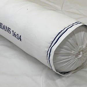 100% Cotton sateen Double border Bolster Pillow for Living room, bedroom, Decorative bolsters with Customized Quote with Name Monogram