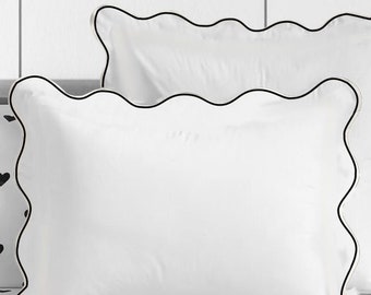 Euro/Pillow Sham Scalloped Embroidery 100% Cotton Sateen Hotel Stitch (Set of 1)