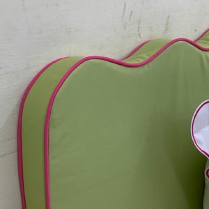 3&quot; thick Scallop Headboard with different colour and Piping border - 100% Upholstered Headboard