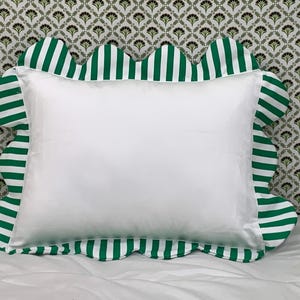 Scalloped Frame Stripe Euro/Pillow Sham 100% Cotton Hotel Stitch 400 Thread (set of 1)