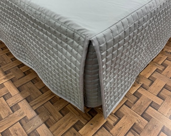 Texture Cotton Quilted bedskirt Square cotton Batting - 8" to 39" Drop Length 1 PIECE BED SKIRT 3 Sided 100% Cotton